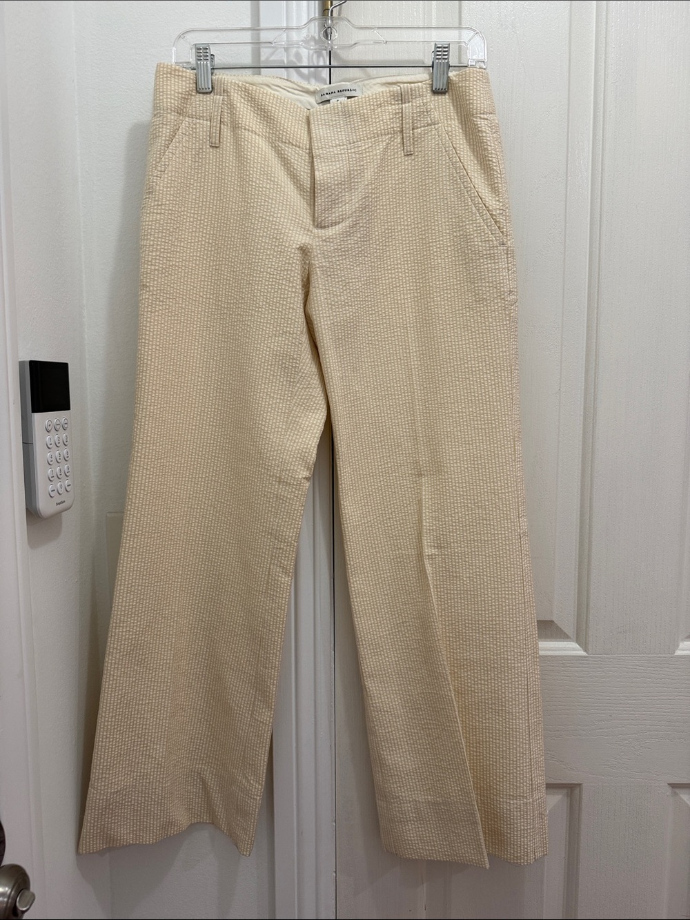 Banana Republic Cream Wide-Leg Textured Pants
